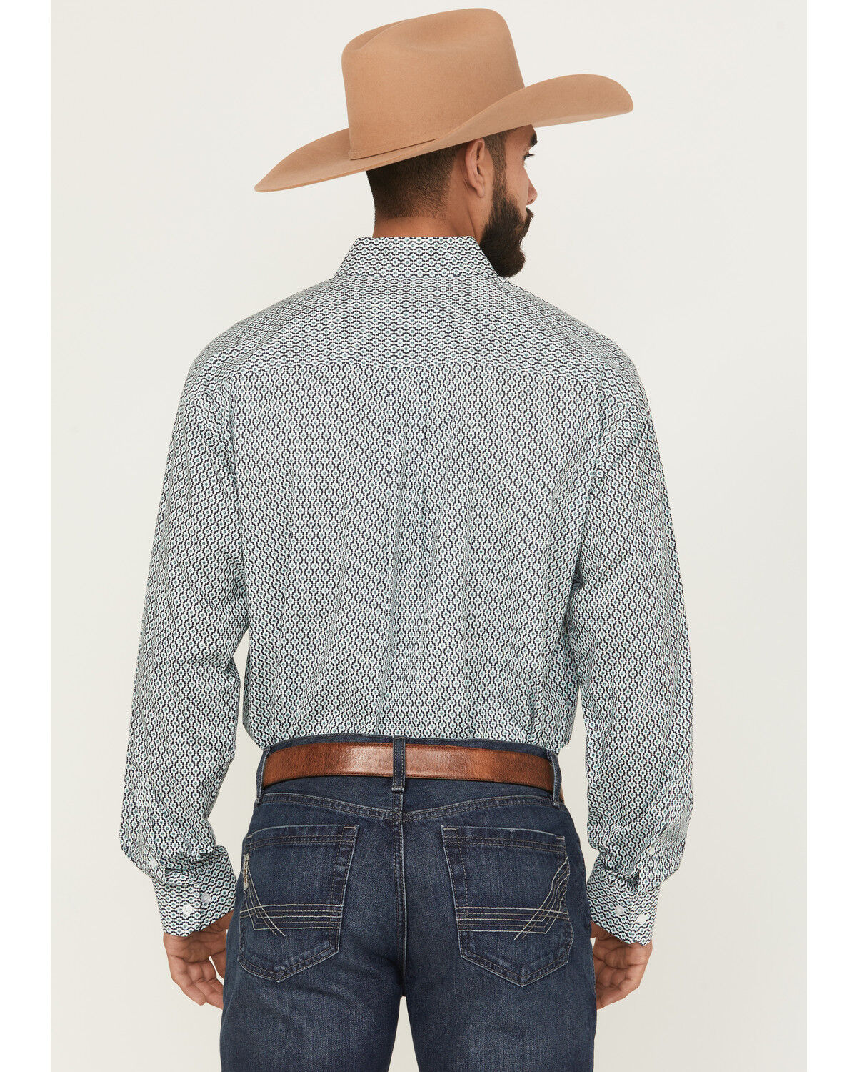 Image #4 - Cinch Men's Geo Print Long Sleeve Button-Down Western Shirt, White, hi-res