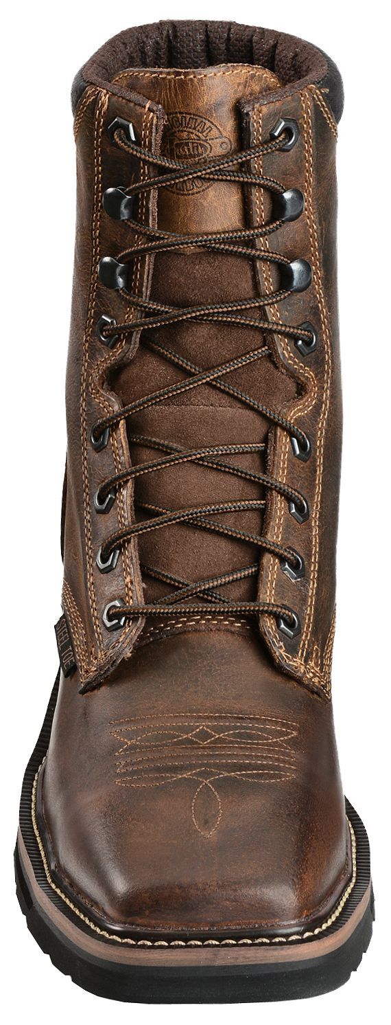 square steel toe lace up boots