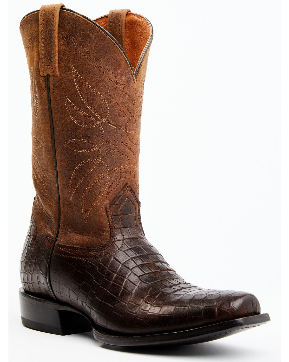 Moonshine Spirit&reg; Men's Madison Brown Printed Leather Western Boots - Square Toe, Brown, hi-res