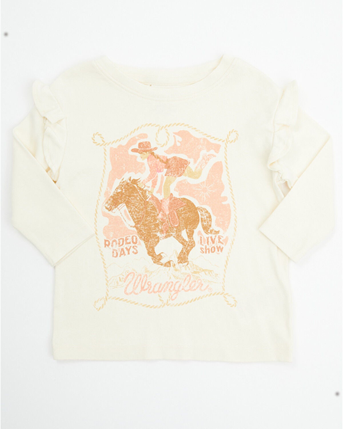 Wrangler Toddler Girls' Cowgirl Long Sleeve Graphic Tee, White, hi-res