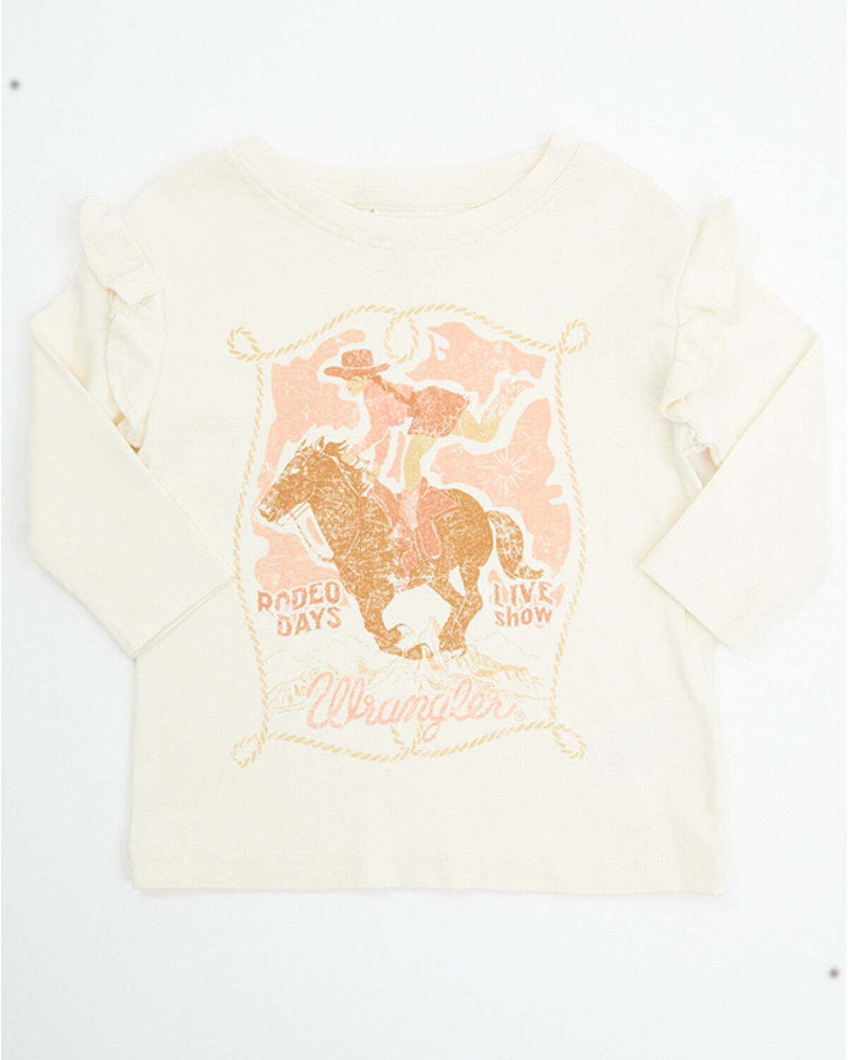 Image #1 - Wrangler Toddler Girls' Cowgirl Long Sleeve Graphic Tee, White, hi-res
