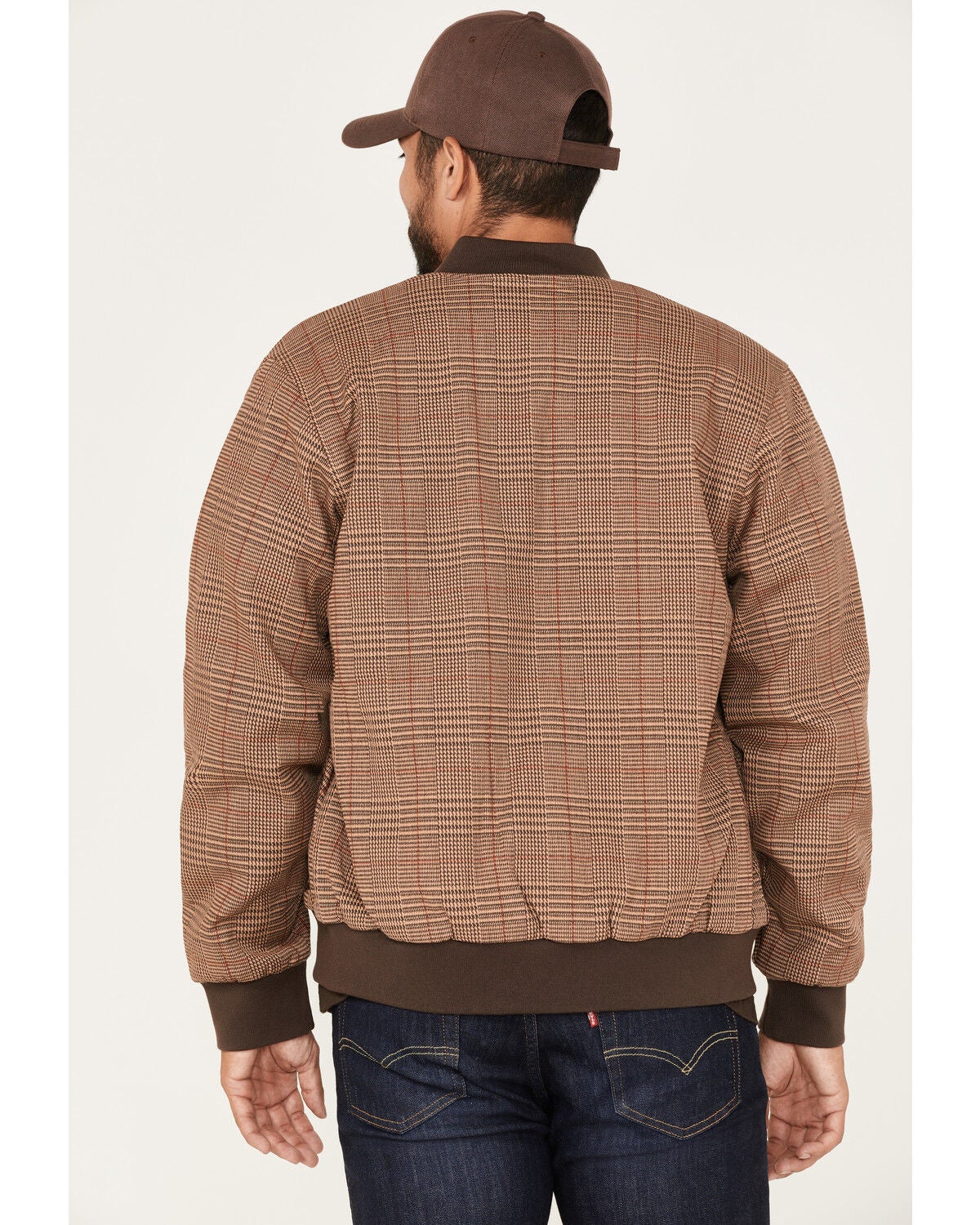Brixton Dillinger Bomber Jacket - Brown Houndstooth