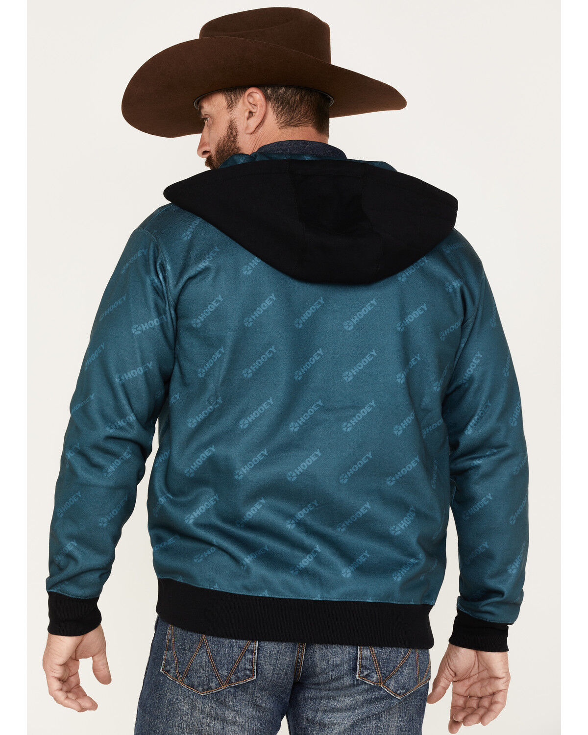 Image #4 - Hooey Men's Butte Monogram Logo Full-Zip Hooded Jacket, Teal, hi-res