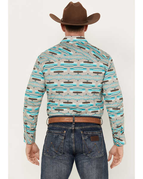 Image #4 - Rock & Roll Denim Men's Southwestern Print Long Sleeve Snap Western Shirt, Turquoise, hi-res