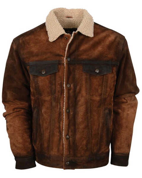 Image #1 - STS Ranchwear By Carroll Men's Cash Money Suede Sherpa Jacket, Brown, hi-res