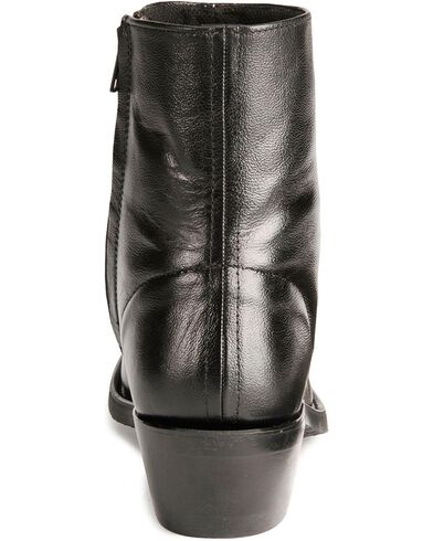 Old West Zipper Western Ankle Boots, Black, hi-res