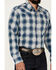 Image #3 - Wrangler Retro Men's Premium Plaid Print Long Sleeve Snap Western Shirt , Blue, hi-res