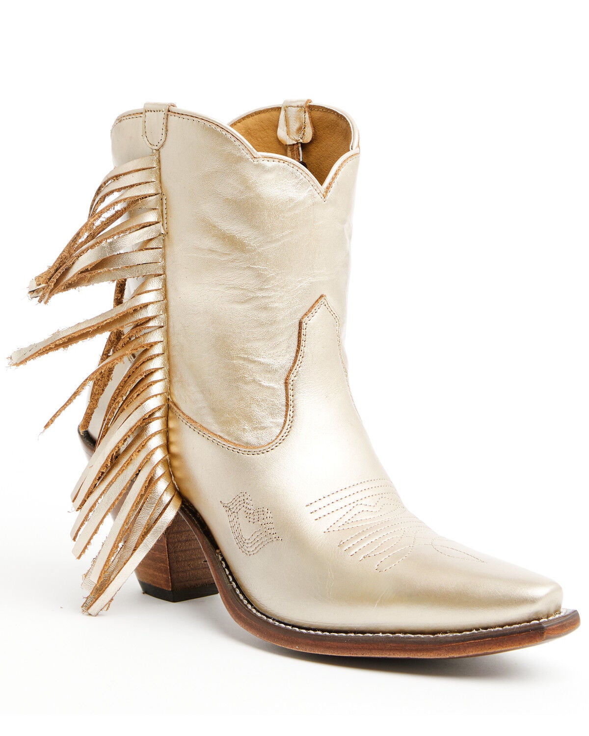 Image #1 - Besita Boots Women's The Spirit Fringe Western Booties - Snip Toe, Gold, hi-res