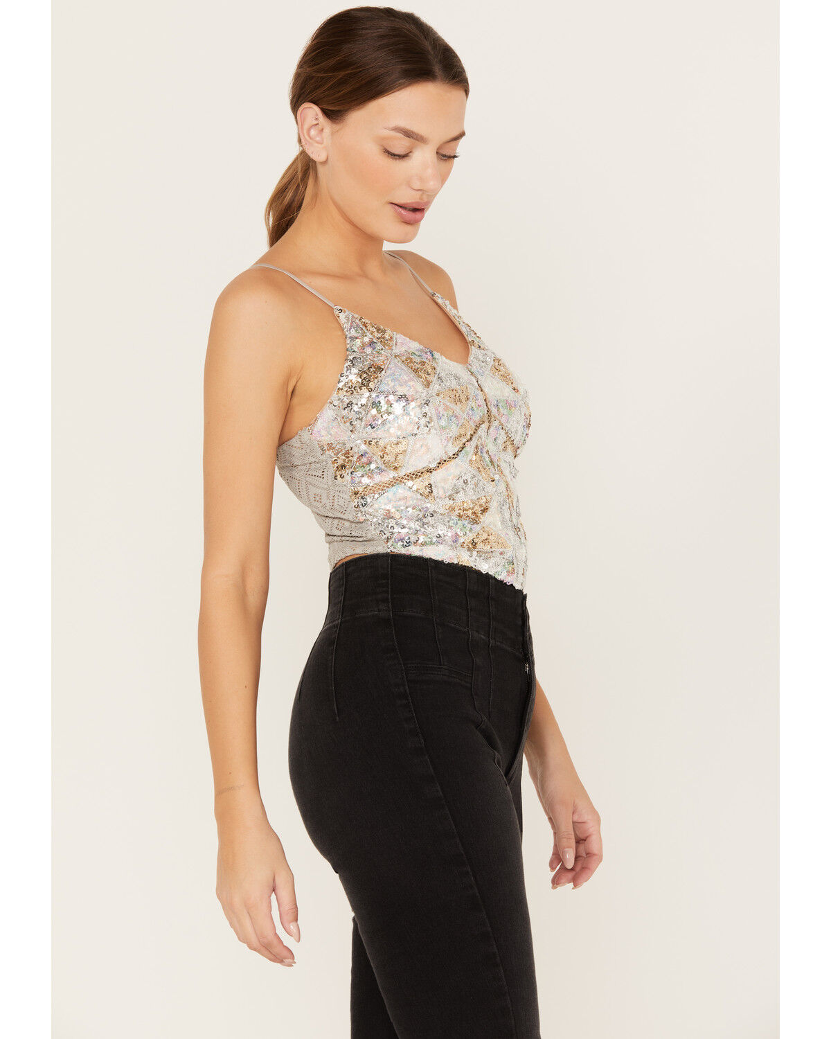 Image #2 - Miss Me Women's Sequin Cropped Tank Top, , hi-res