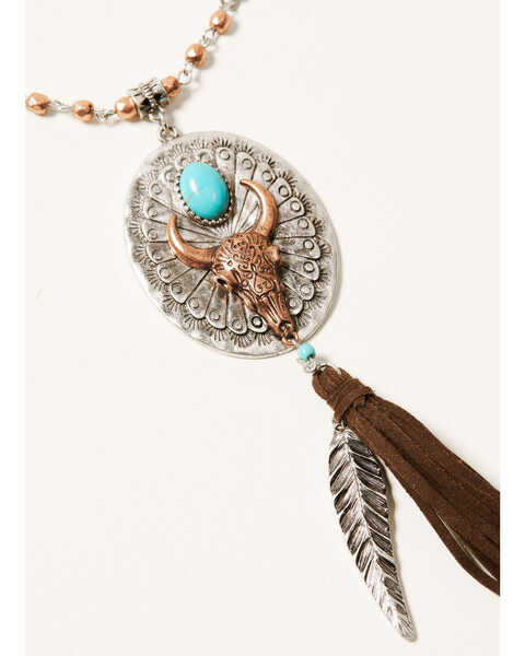 Image #2 - Shyanne Women's Cactus Rose Concho Tassel Necklace , Rust Copper, hi-res