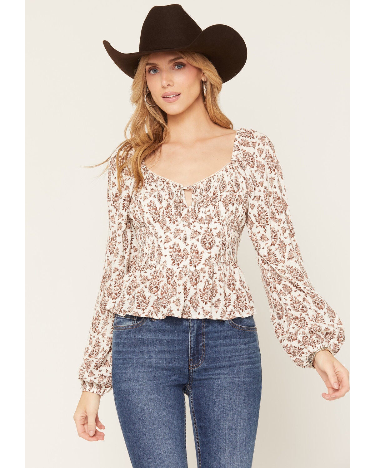 Ash & Violet Women's Boot Barn Exclusive Conversational Print Corset Top, Ivory, hi-res