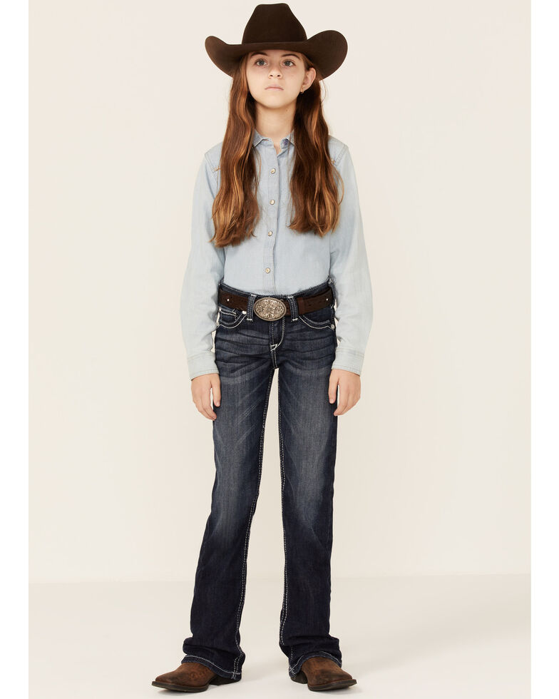 Ariat Girls' R.E.A.L Journee Medium Wash Stretch Bootcut Jeans , Blue, hi-res