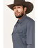 Image #2 - Cody James Men's Old West Checkered Print Long Sleeve Snap Western Shirt, Dark Blue, hi-res