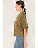 Wrangler Retro Women's Rope Logo Oversized Cropped Graphic Tee, Olive, hi-res