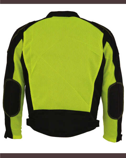 Image #3 - Milwaukee Leather Men's High Visibility Mesh Racer Jacket with Removable Rain Liner - 5X, Bright Green, hi-res