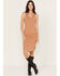 Miss Me Women's Ribbed Mini Dress, Cognac, hi-res