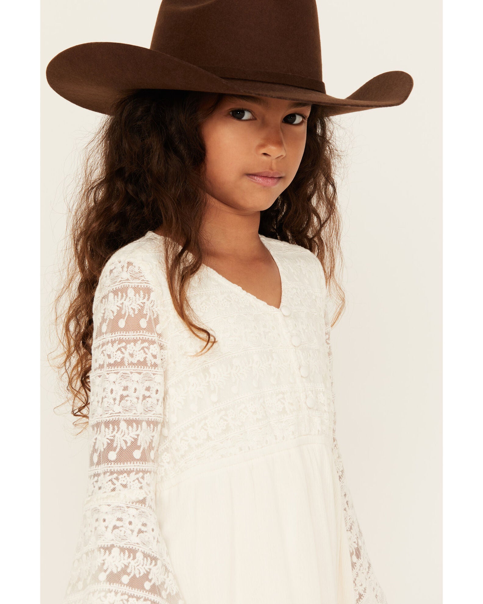 Product Name: Shyanne Girls' Lace Long Sleeve Button-Down Mini Dress