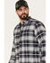 North River Men's Medium Plaid Print Long Sleeve Button-Down Flannel Shirt, Grey, hi-res