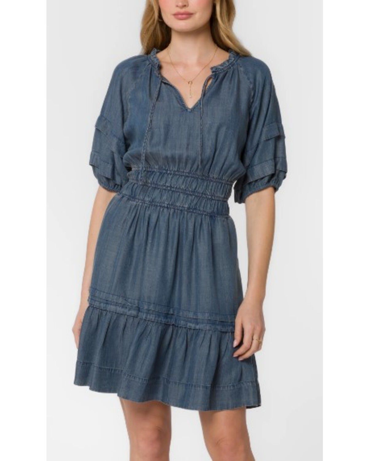 Image #2 - Velvet Heart Women's Tencel Short Sleeve Mini Dress, Blue, hi-res