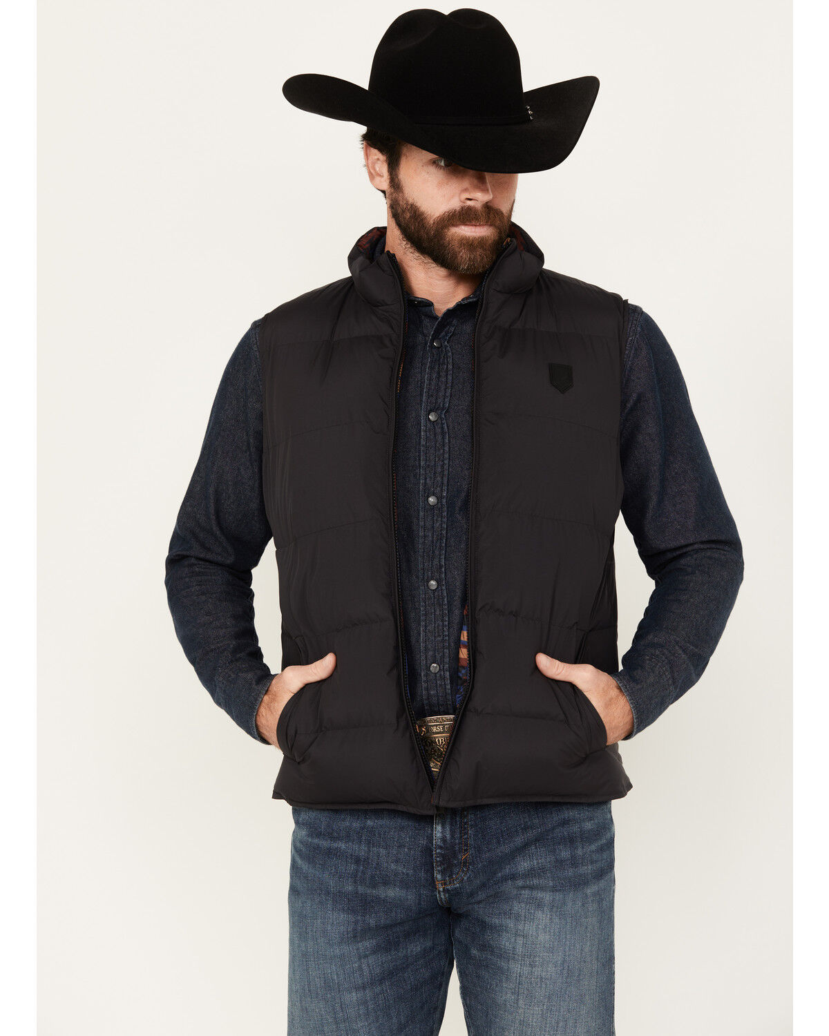 Image #1 - RANK 45® Men's Reversible Puffer Vest, Lt Brown, hi-res