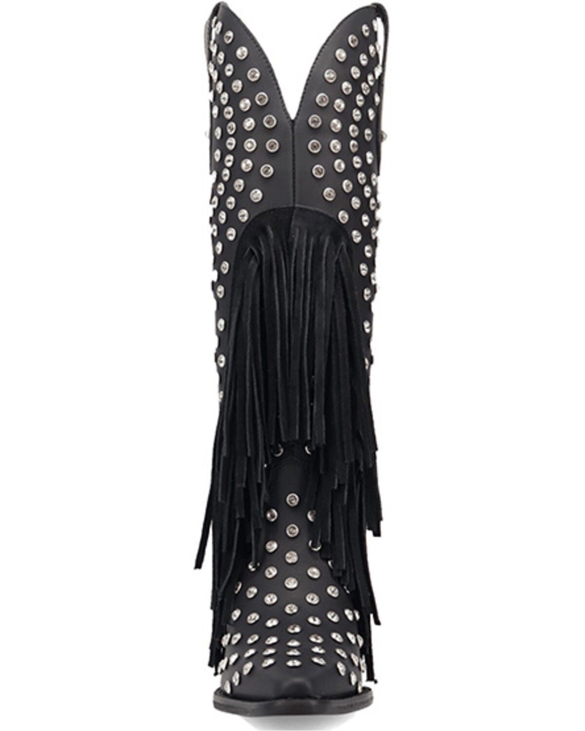 Image #6 - Dingo Women's Shoe Pony Fringe Rhinestone Tall Western Boots - Round Toe, Black, hi-res