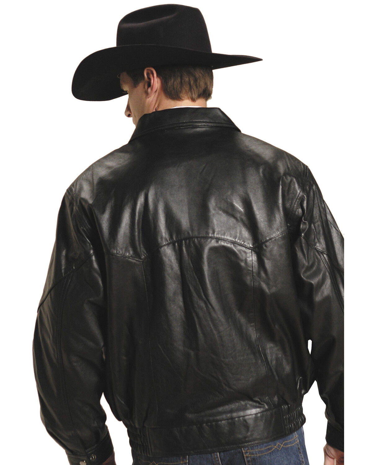 Image #3 - Roper Lamb Nappa Bomber Jacket - Big & Tall, Black, hi-res