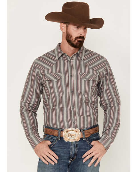Blue Ranchwear Men's Twill Long Sleeve Snap Shirt, Medium Grey, hi-res