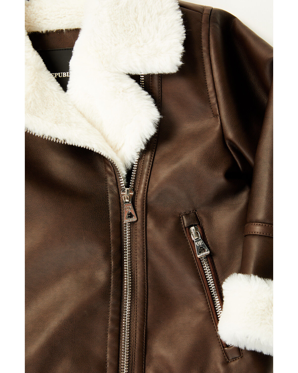 Image #2 - Urban Republic Toddler Girls' Sherpa Lined Moto Jacket, Tan, hi-res