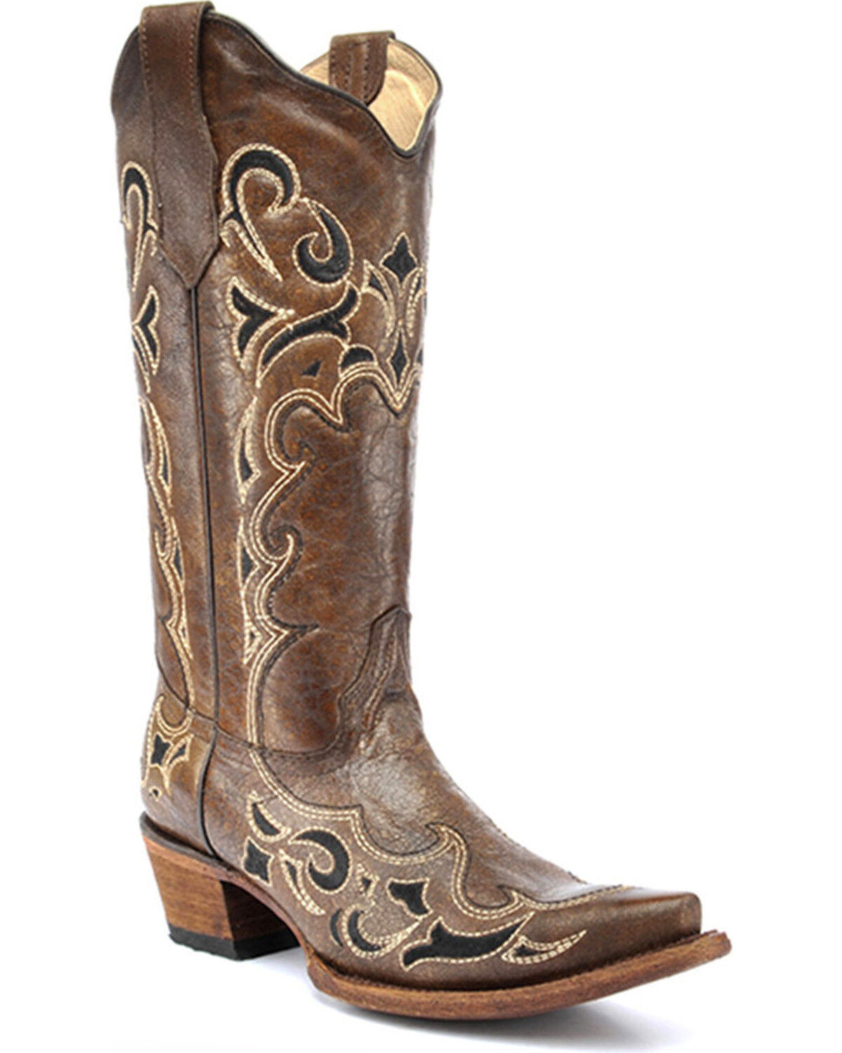 Image #1 - Circle G Women's Honey Side Embroidered Boots - Snip Toe, Honey, hi-res