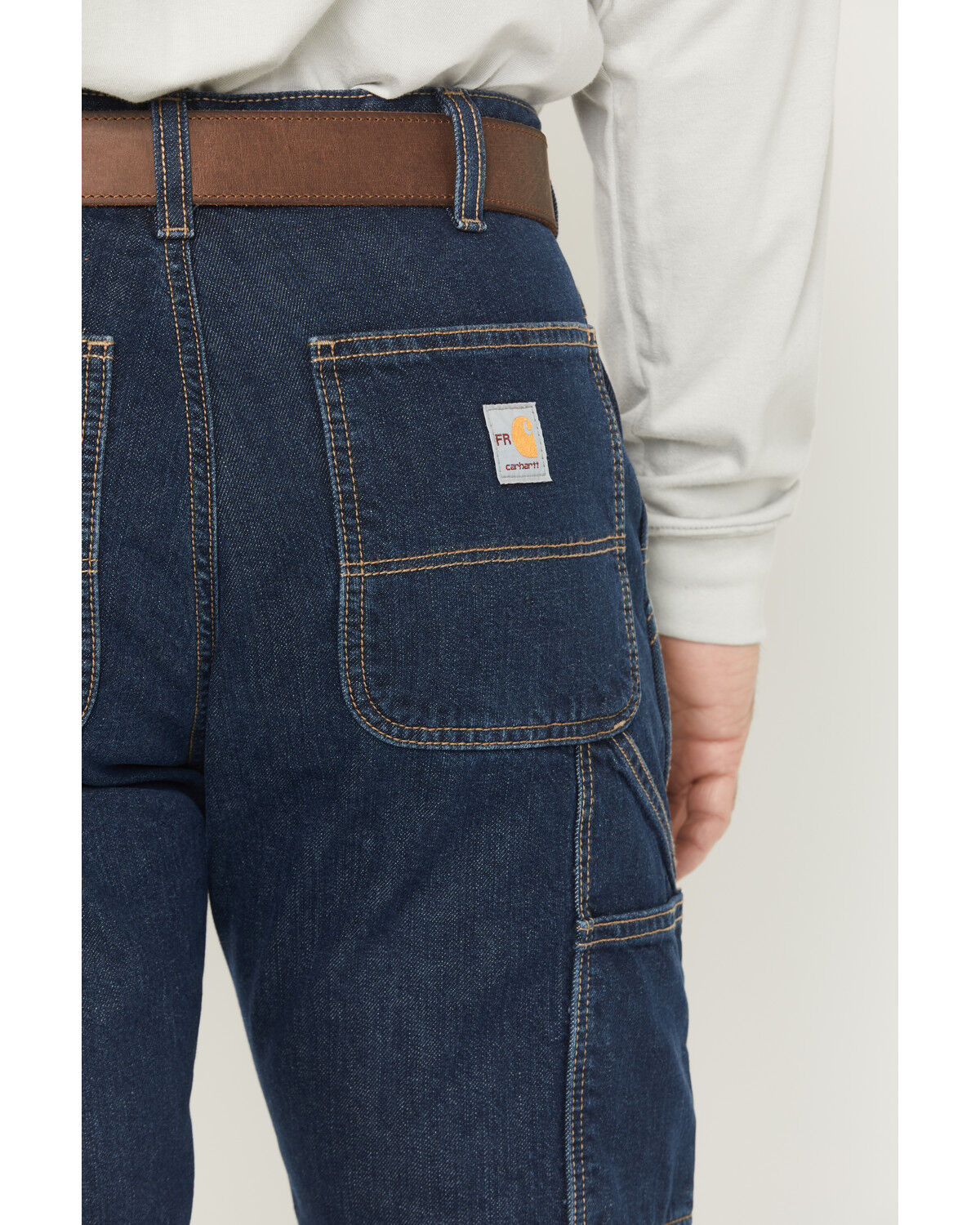 Image #4 - Carhartt Men's FR Loose Straight Dungaree Rigid Denim Jeans, Medium Wash, hi-res