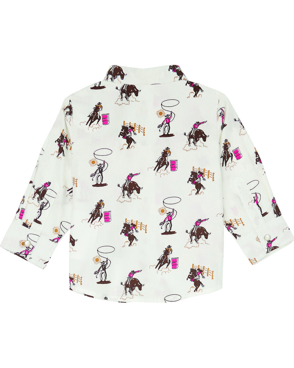 Image #2 - Wrangler Toddler Girls' Rodeo Print Long Sleeve Pearl Snap Western Shirt, White, hi-res