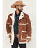 Image #1 - Wrangler Men's Faux Suede Sherpa Lined Button-Down Jacket, Camel, hi-res