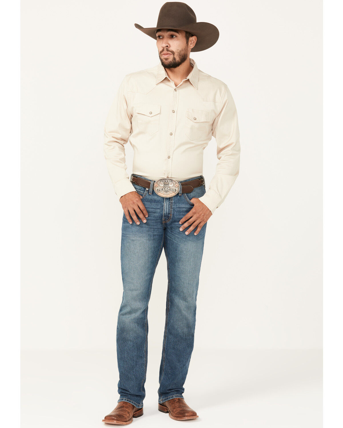 Image #1 - Ariat Men's M5 Hamilton Ray Medium Wash Straight Pro Series Performance Denim Jeans, Medium Wash, hi-res