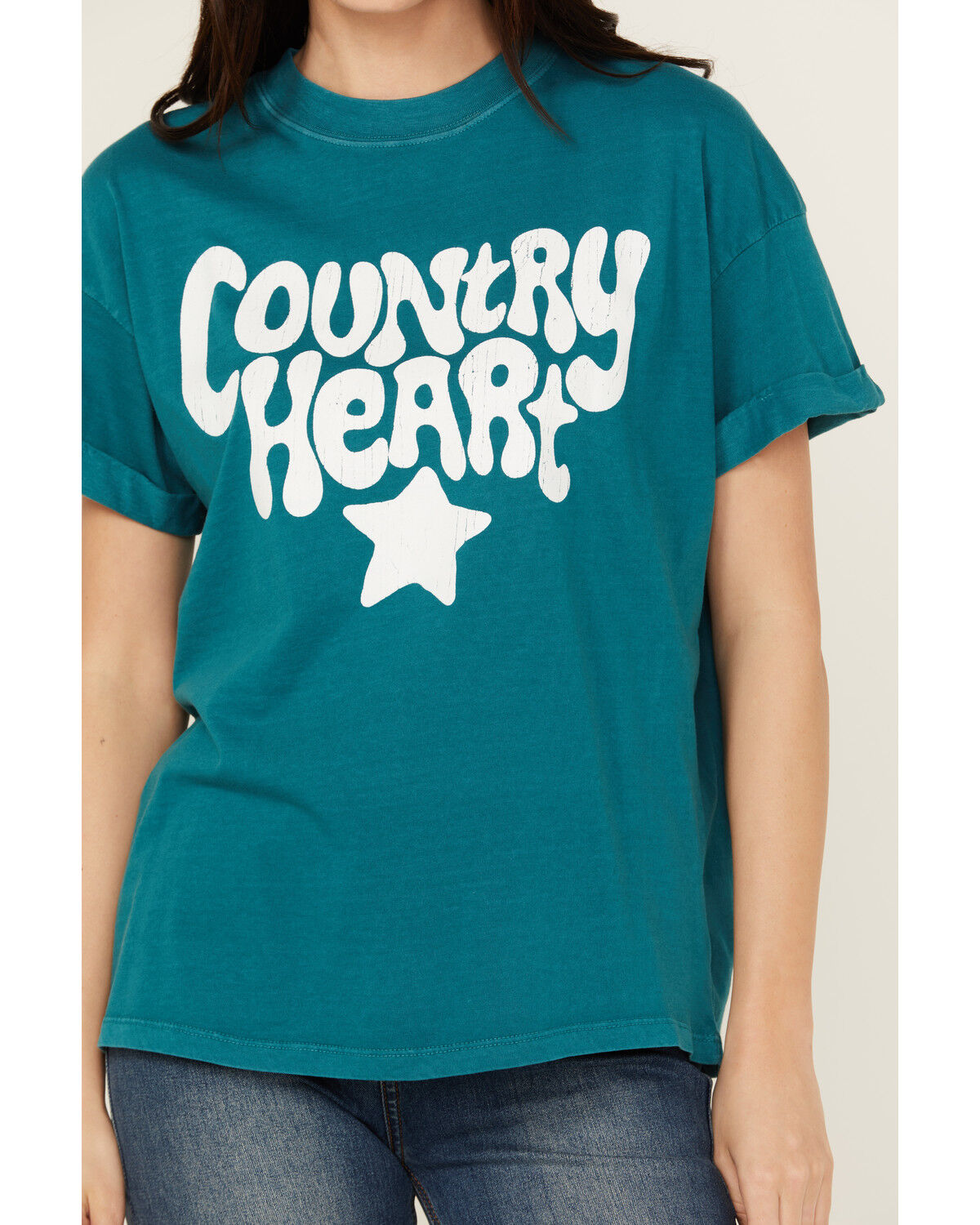 Image #3 - Girl Dangerous Country Heart Short Sleeve Graphic Tee, Aqua, hi-res