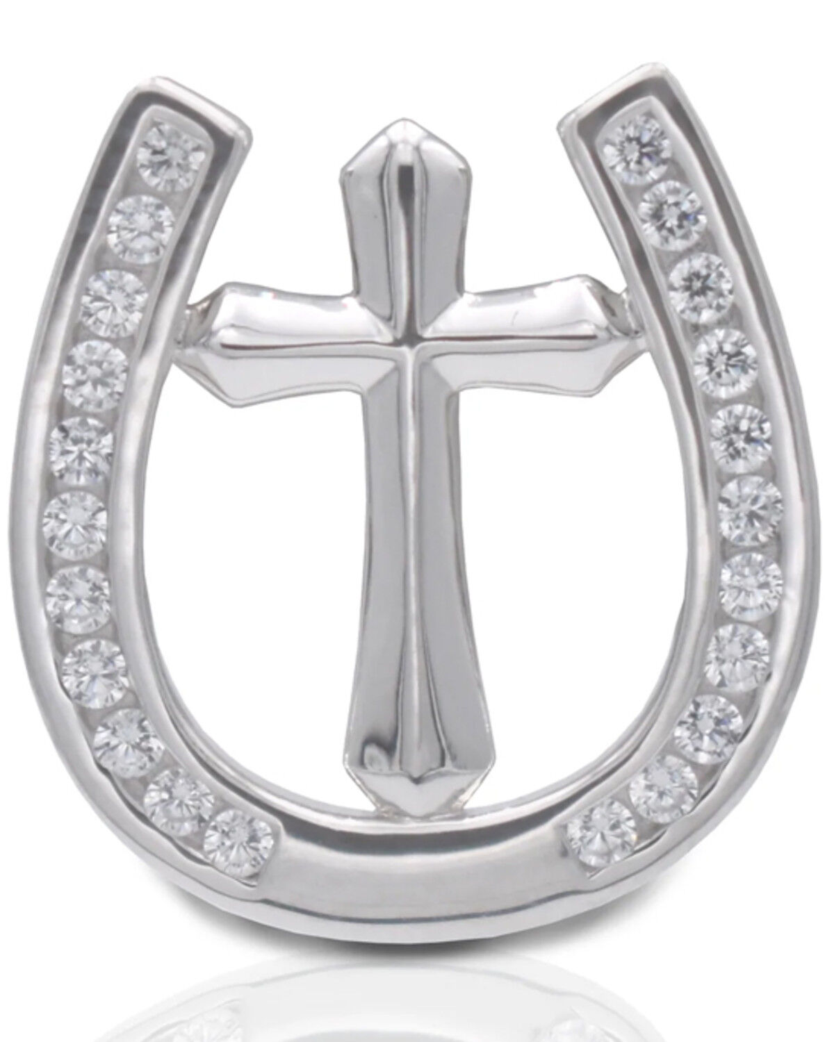 Image #1 - Kelly Herd Men's Silver Horseshoe & Cross Tie Tack, No Color, hi-res