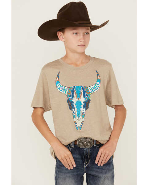 Image #1 - Cody James Boys' Reins Short Sleeve Graphic T-Shirt , Tan, hi-res