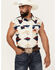 Image #1 - Cody James Men's Beer Run Southwestern Print Bubba Sleeveless Snap Western Shirt, Grey, hi-res