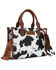 Image #2 - Wrangler Women's Boot Barn Exclusive Daisy Cow Print Tote with Tassel, Brown, hi-res