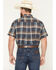 Image #4 - Cody James Men's High Plains Ranch Plaid Print Short Sleeve Button-Down Stretch Western Shirt, Navy, hi-res