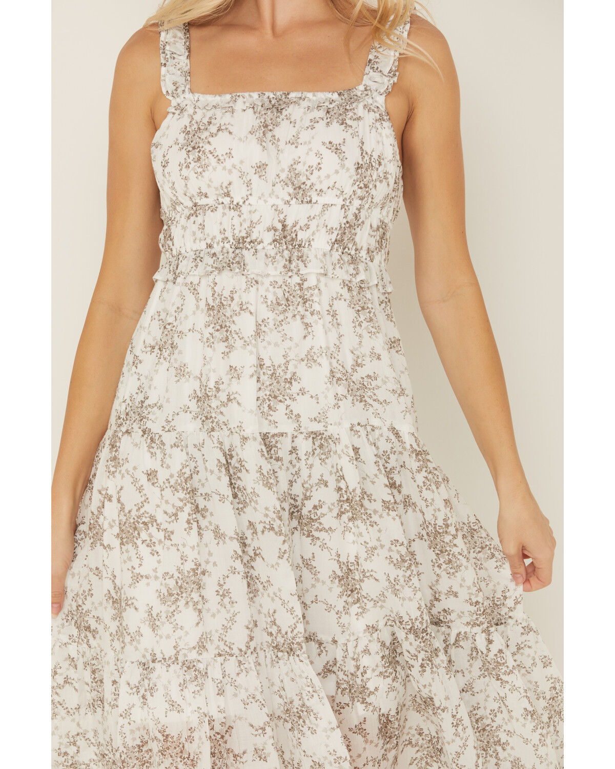 Image #3 - Yura Women's Floral Print Sleeveless Midi Dress, White, hi-res