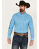 Image #1 - Ariat Men's Team Deandre Geo Print Long Sleeve Button-Down Shirt - Tall, Light Blue, hi-res