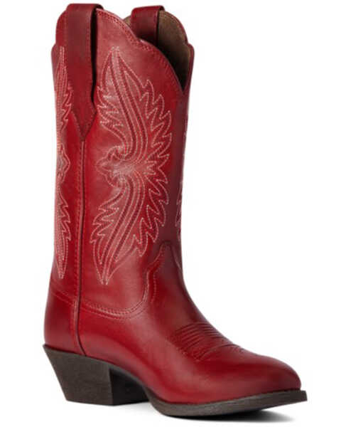 Ariat Women's Rosy Red Heritage R Toe Stretch Fit Full-Grain Western Boot - Round Toe, Red, hi-res