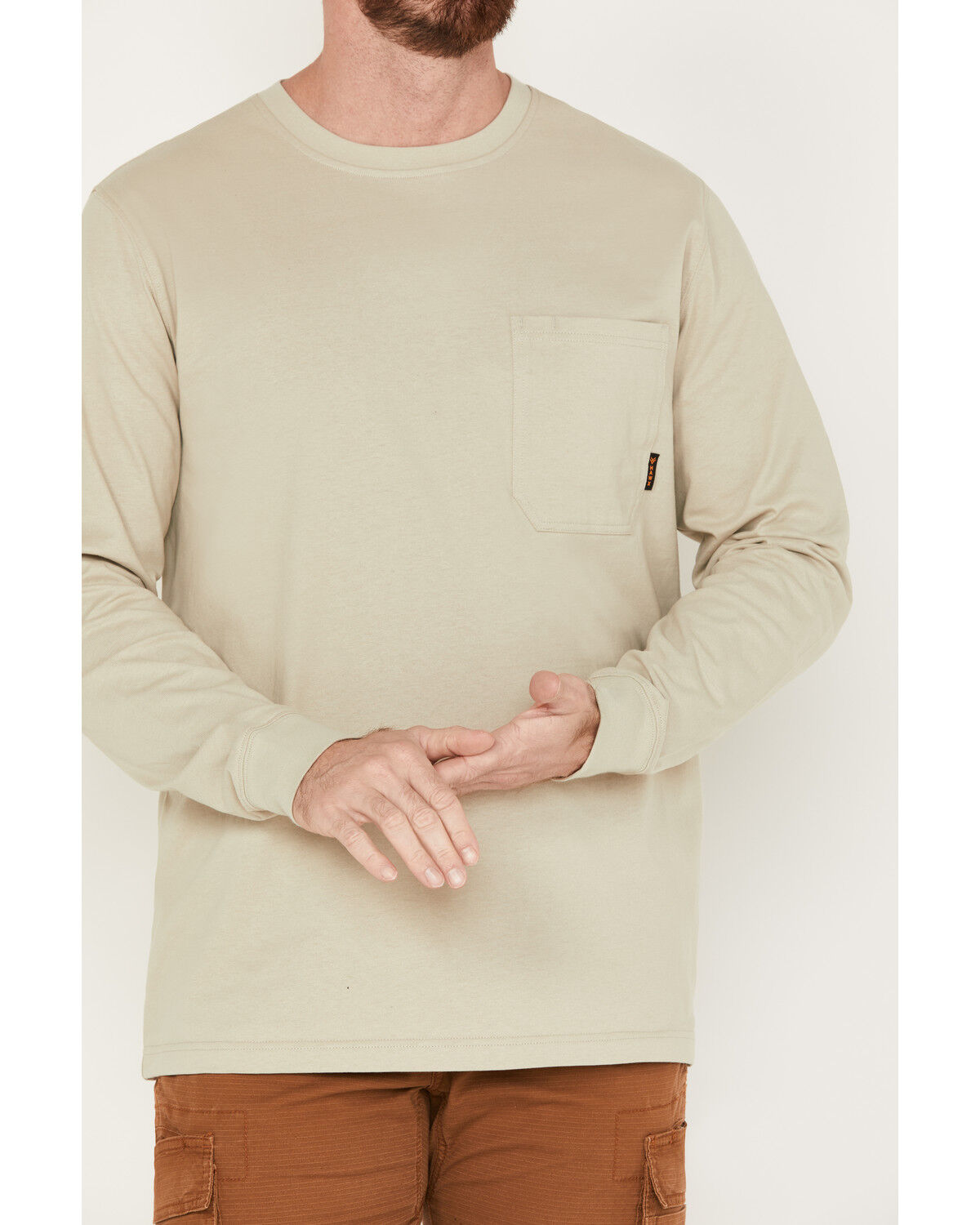 Image #3 - Hawx Men's Forge Long Sleeve Work Pocket T-Shirt, Taupe, hi-res