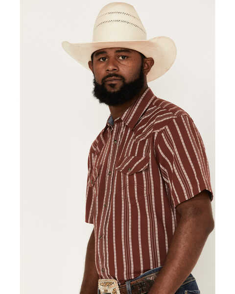 Image #2 - Cody James Men's Guerrero Stripe Snap Western Shirt , Burgundy, hi-res