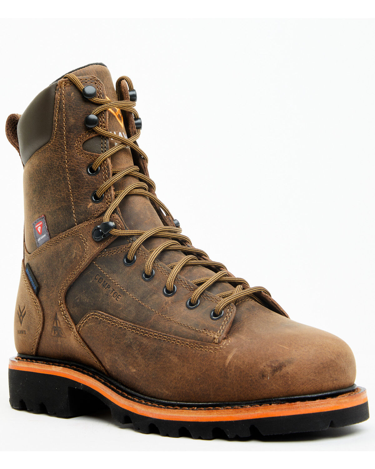 Image #1 - Hawx Men's 8" Insulated Lace-Up Waterproof Work Boots - Composite Toe, Brown, hi-res