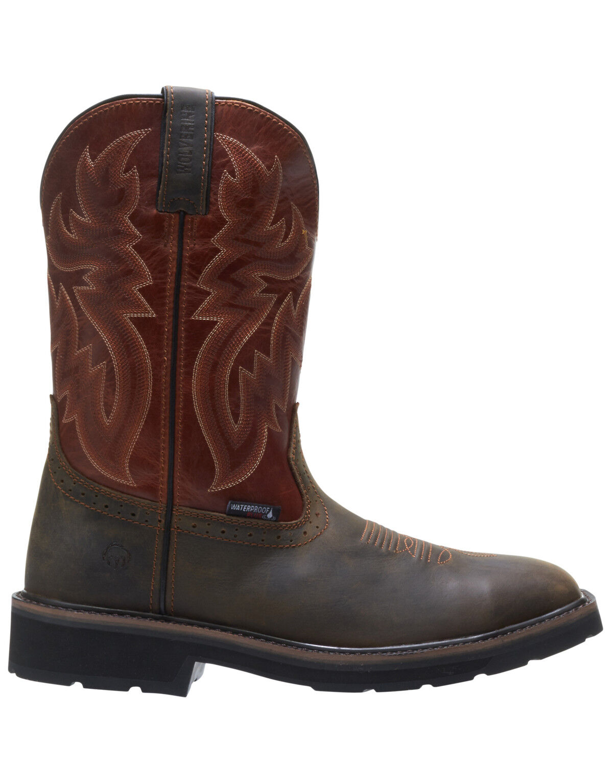 Image #2 - Wolverine Men's Rancher Waterproof Western Work Boots - Steel Toe, Brown, hi-res