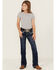 Image #3 - Shyanne Girls' Dark Wash Horseshoe Pocket Bootcut Stretch Denim Jeans, Medium Wash, hi-res
