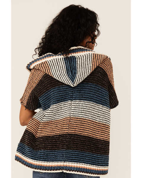 Image #4 - Panhandle Women's Stripe Knit Hoodie Kimono, Coffee, hi-res