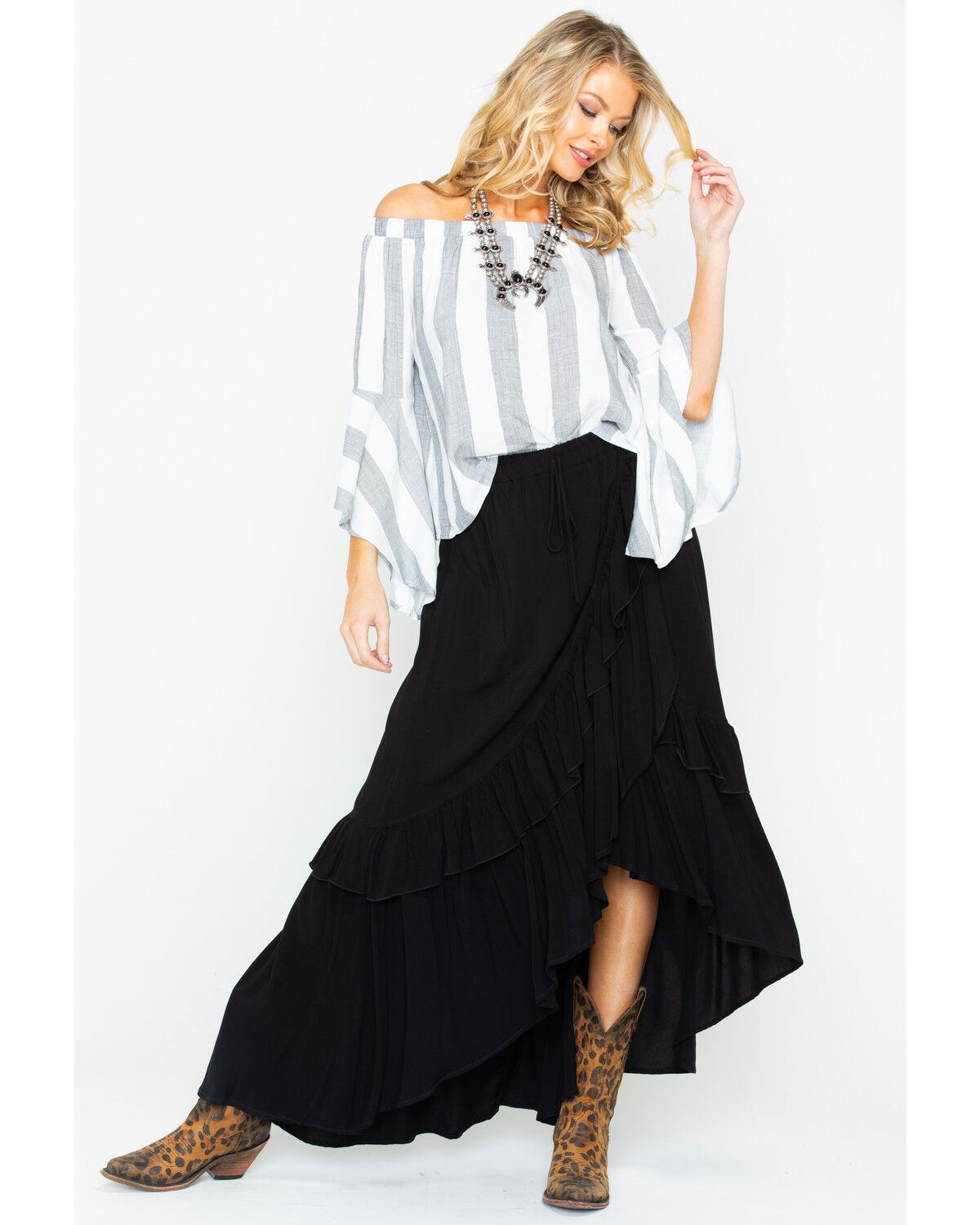 ruffle maxi skirt