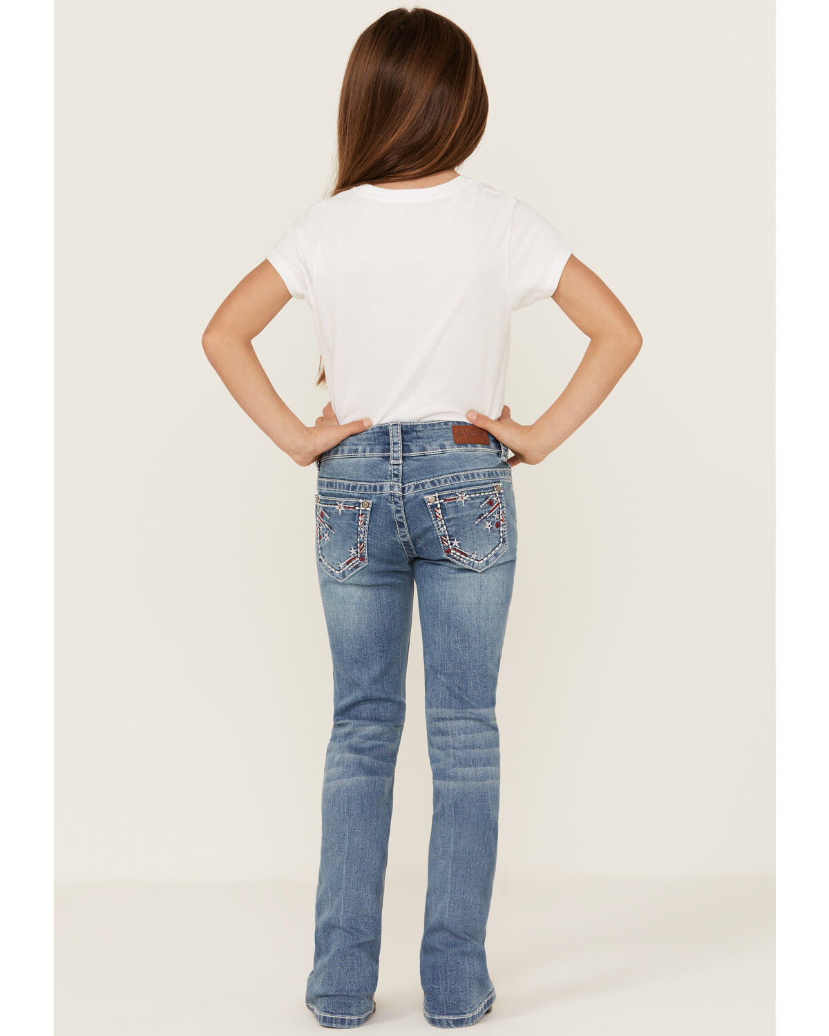 Image #3 - Shyanne Little Girls' Americana Stars Pocket Bootcut Jeans, Blue, hi-res